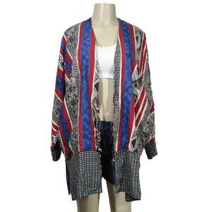 VTG 80s 90s KIMONO REVERSIBLE ART TO WEAR Boho Hand Made Jacket Festival M